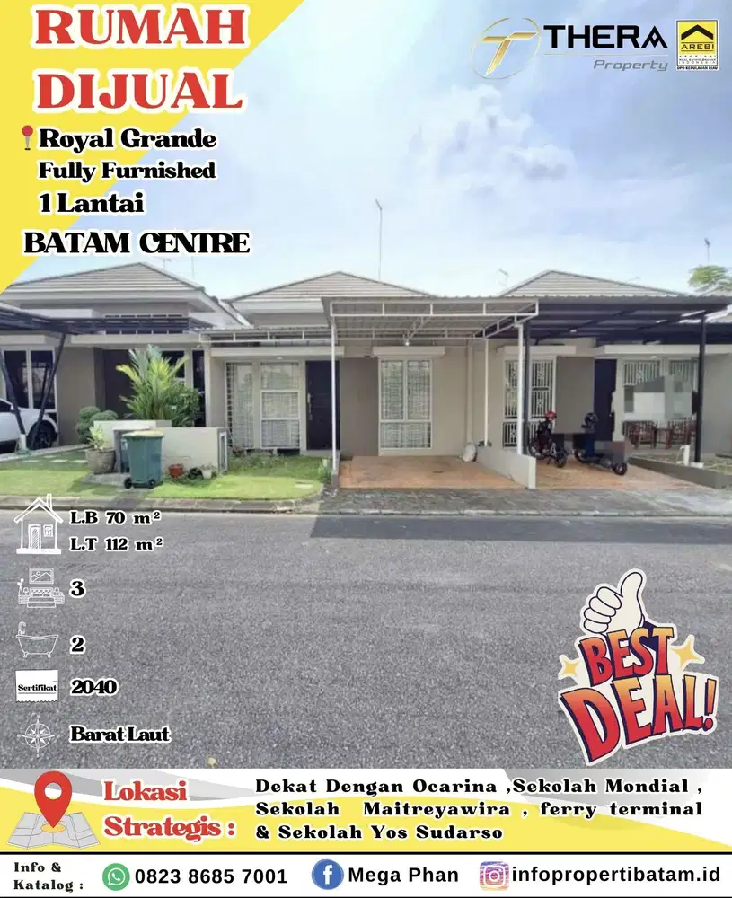 Dijual Murah Rumah 1 Lantai Fully furnished di Royal Grande