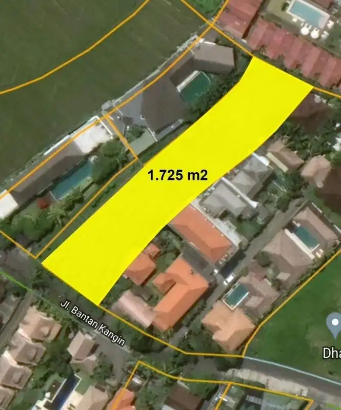 tanah di jalan utama badan kangin Canggu, lebar depan 23 meter