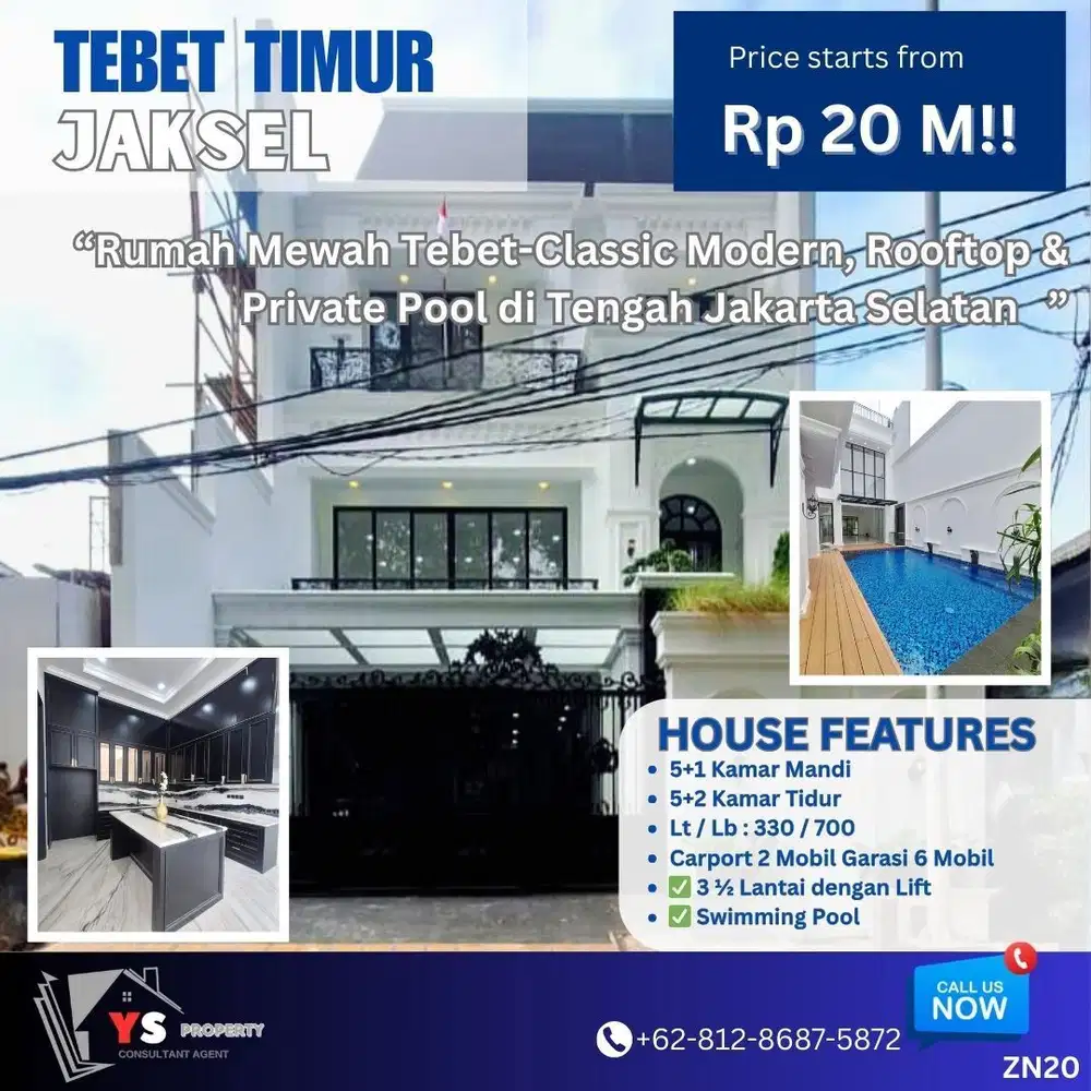 Luxury Living di Tebet Timur Siap Huni Depan Ecopark Harga 18,5 M ZN20