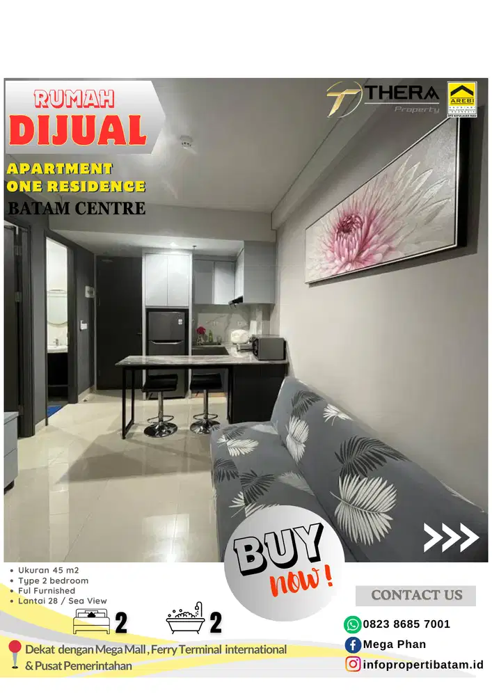 dijual murah apartment 2 bedroom fully furnished di one residence