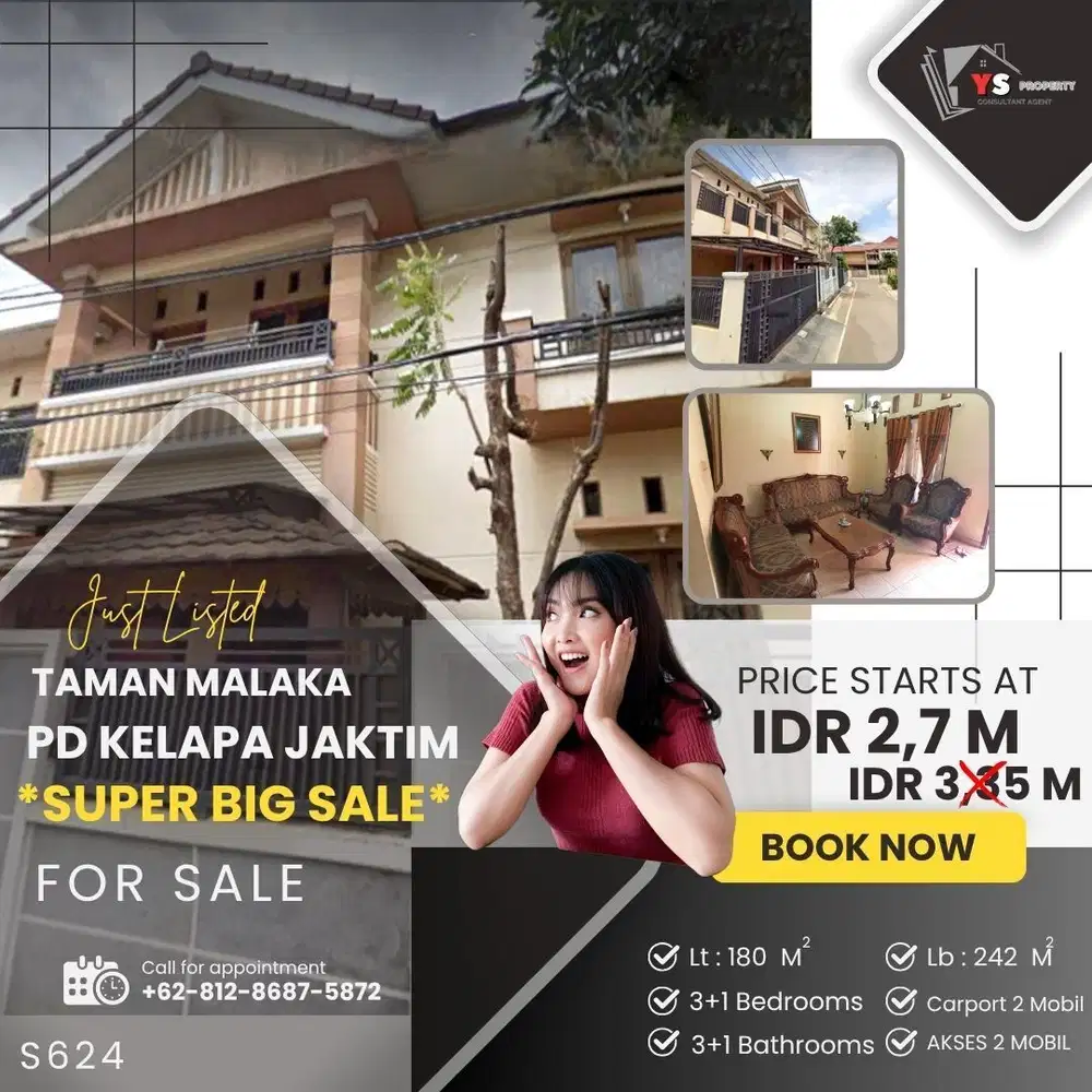 TAMAN MALAKA PD KELAPA RUMAH 2 LT TURUN HARGA BIG SALE! S624