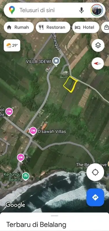 Tanah View Laut di Kedungu Tabanan Bali, SHGB, Bisa Ambil 377m2