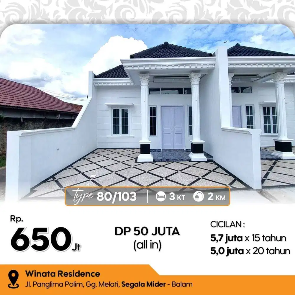 READY RUMAH DP MURAH WINATA RESIDENCE DI SGALA MIDER, BANDAR LAMPUNG