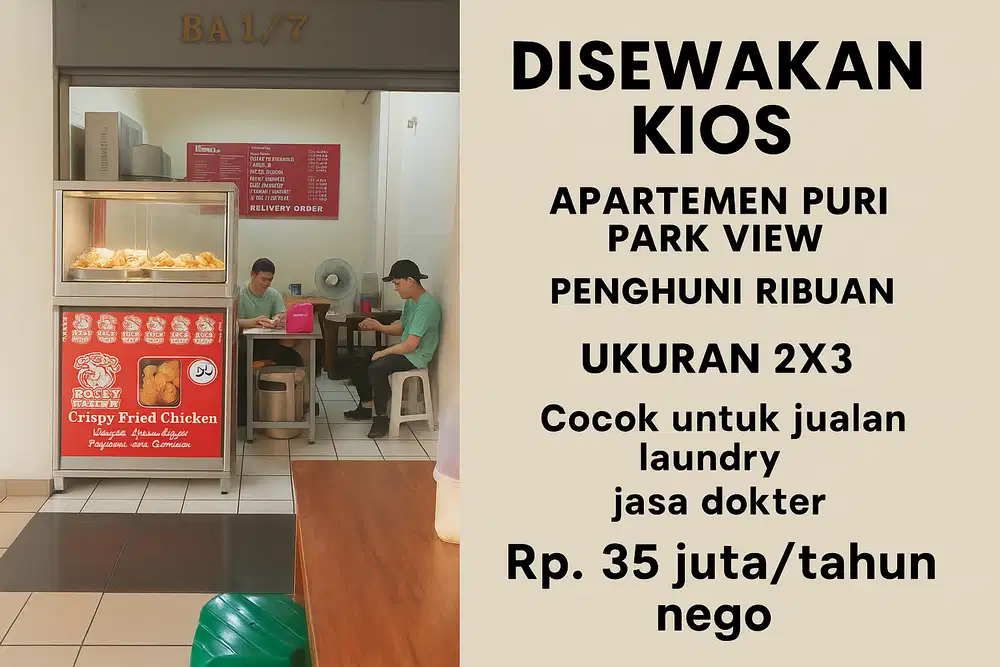 Sewa kios Puri Park View dengan ribuan penghuni