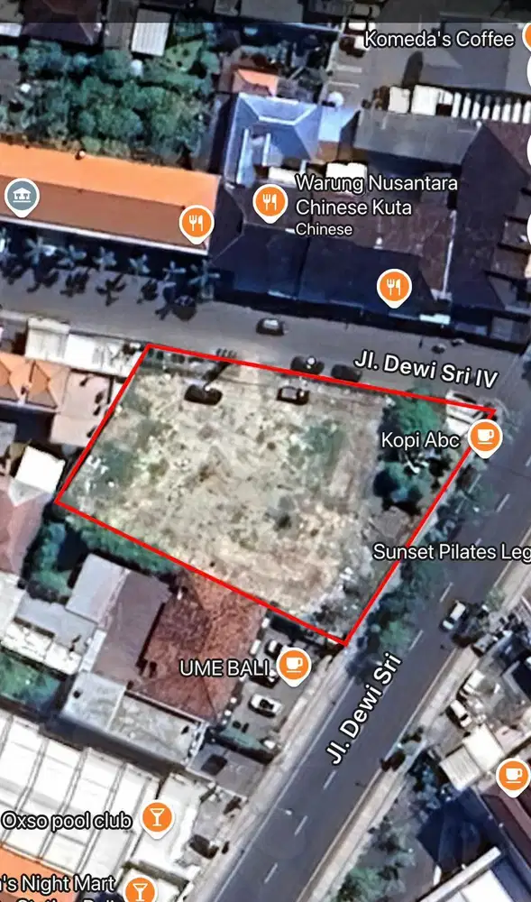 Tanah Komersial Strategis di Jalan Raya Dewi Sri Kuta Bali