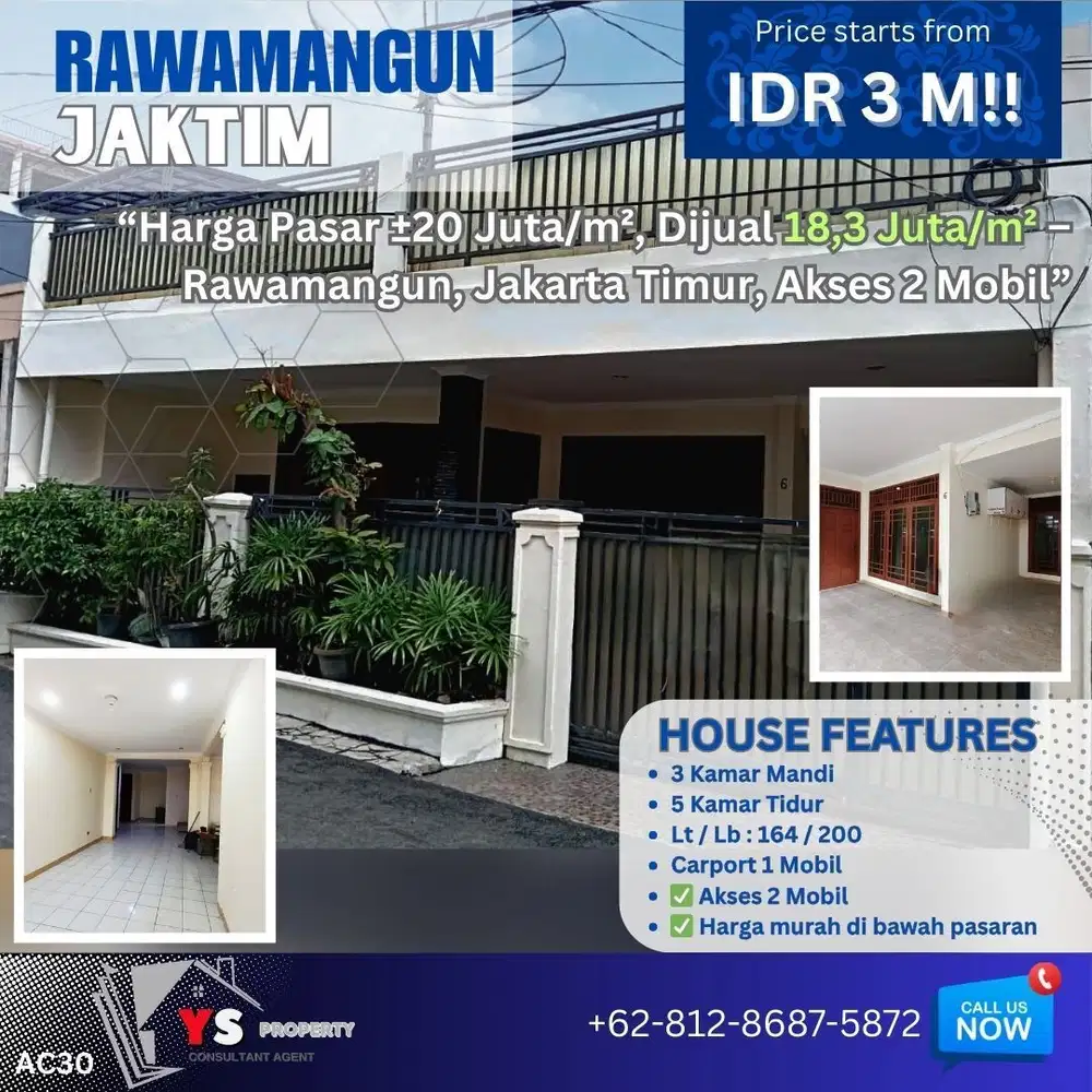 Harga Pasar ±20 Juta/m², Dijual 18,3 Juta/m² – Rawamangun, Jaktim AC30