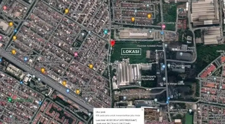 Dijual Tanah Jalan Pegangsaan, Kelapa Gading