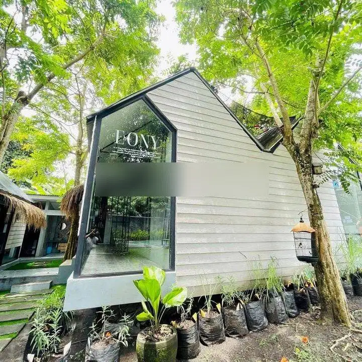 Hostel capsule modern di Canggu, halaman luas full furnish