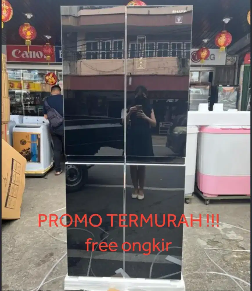 PROMO KULKAS SHARP 4 PINTU BLACK GLASS SJ-IF51PGBK TERMURAH BARU