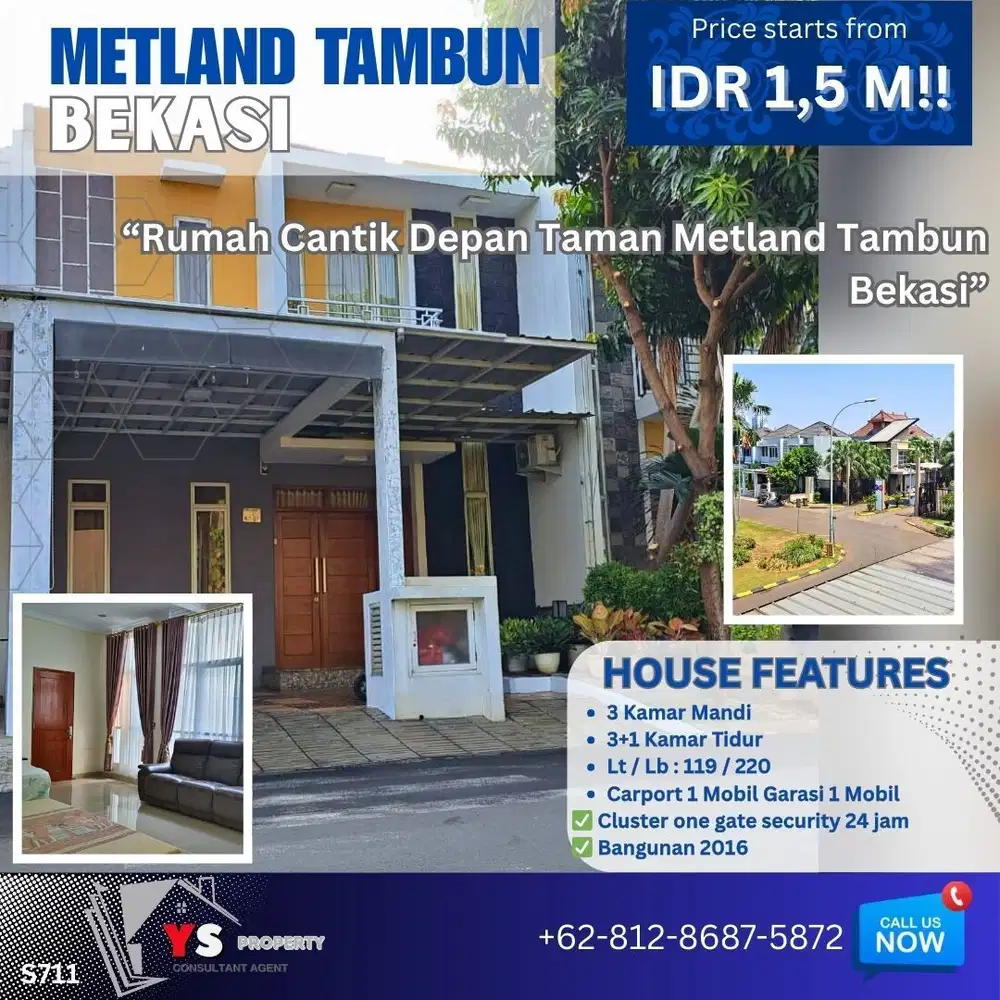Hanya Rp 1,5 M nego – rumah impian Anda di Metland Tambun menanti S711