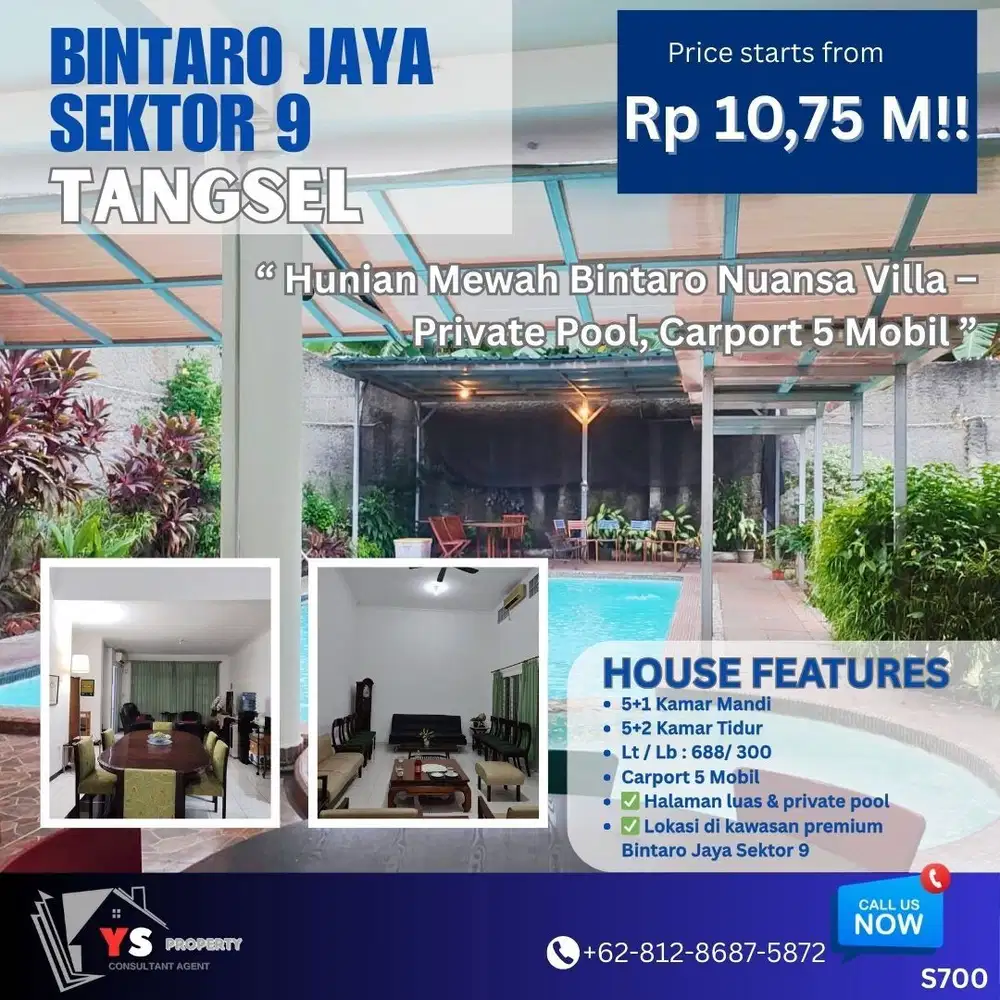 “Hunian Elite Sektor 9 Bintaro – Private Pool & Lahan Super Luas” S700