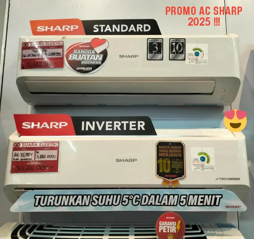 PROMO AC SHARP 1/2 PK MURAH TERBARU GARANSI 10 TAHUN INVERTER STANDART