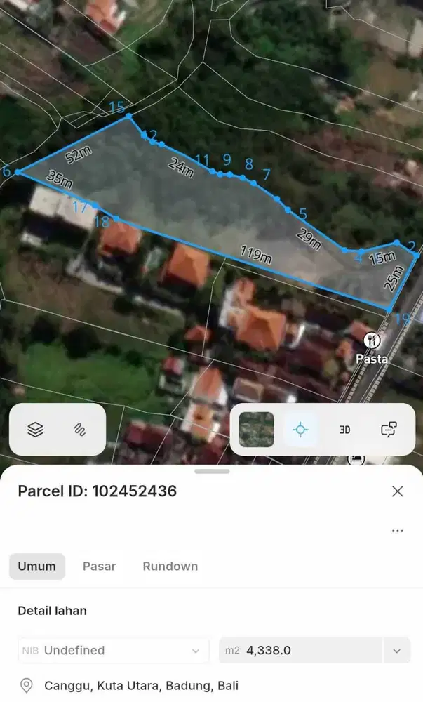 Tanah Komersil Strategis di Batu Bolong Canggu