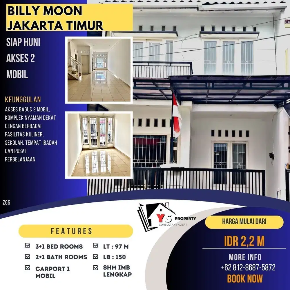 BILLY MOON JAKTIM RUMAH 2 LT AKSES 2 MOBIL KOMPLEK NYAMAN Z65