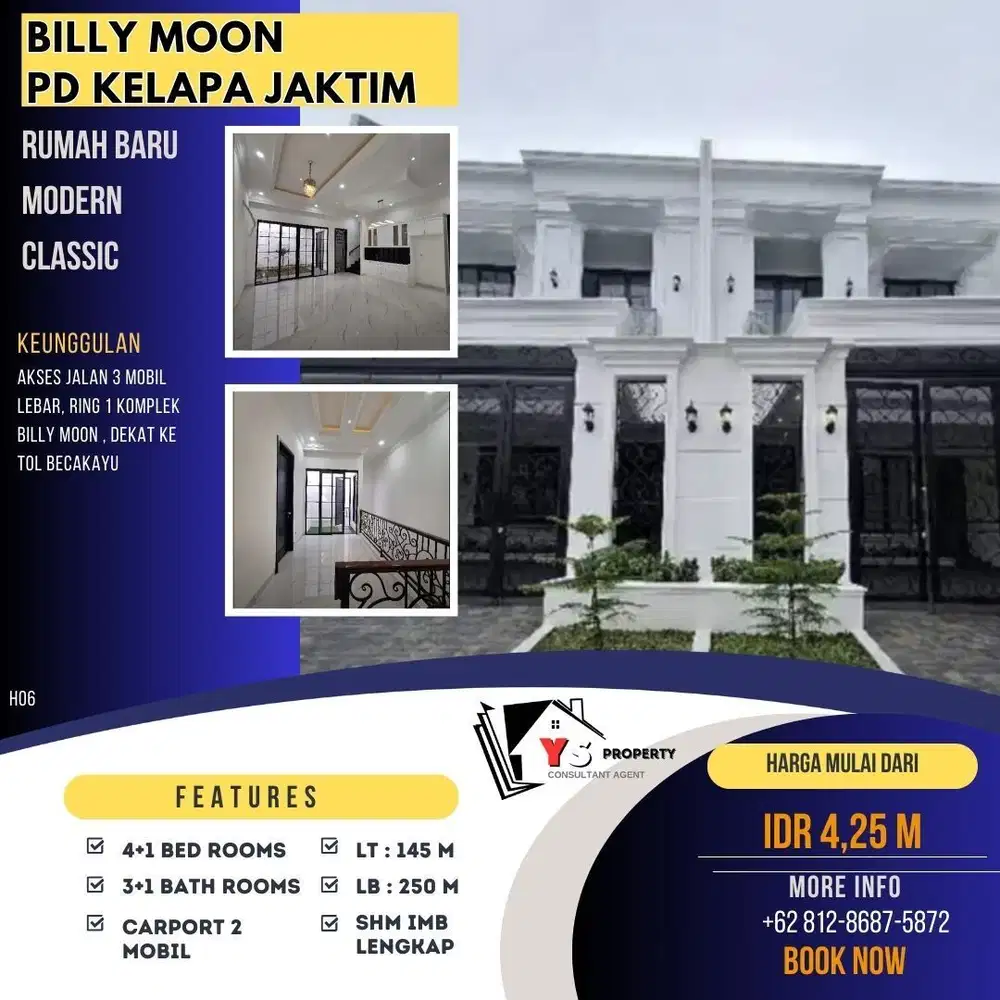 PD KELAPA BILLY MOON RUMAH BARU CLASSIC 2 LANTAI READY 2 UNIT H05