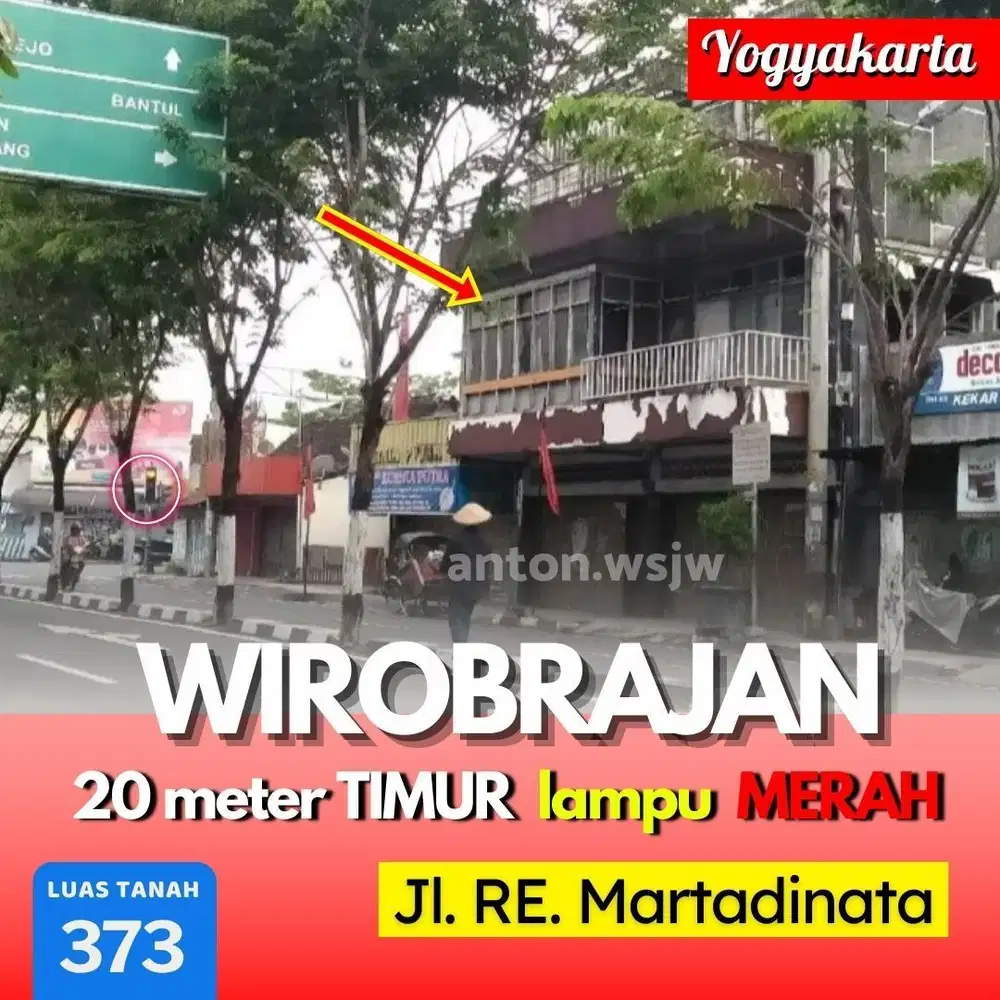 Tanah Strategis Jogja WIROBRAJAN tepi Jl. RE.Martadinata Lt 373 m2 10m