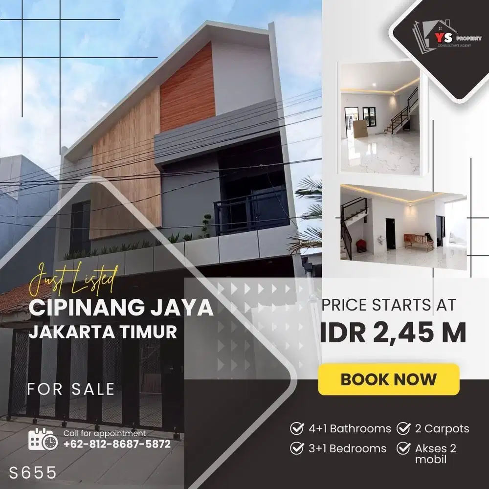 CIPINANG JAYA JAKTIM RUMAH SCANDINAVIAN BARU CANTIK READY UNIT S655