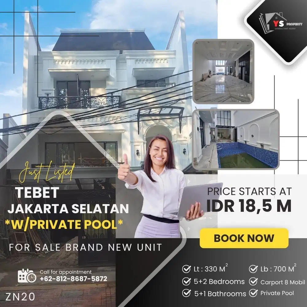 TEBET JAKSEL RUMAH BARU LUX 3 LT LENGKAP DENGAN PRIVATE POOL ZN20