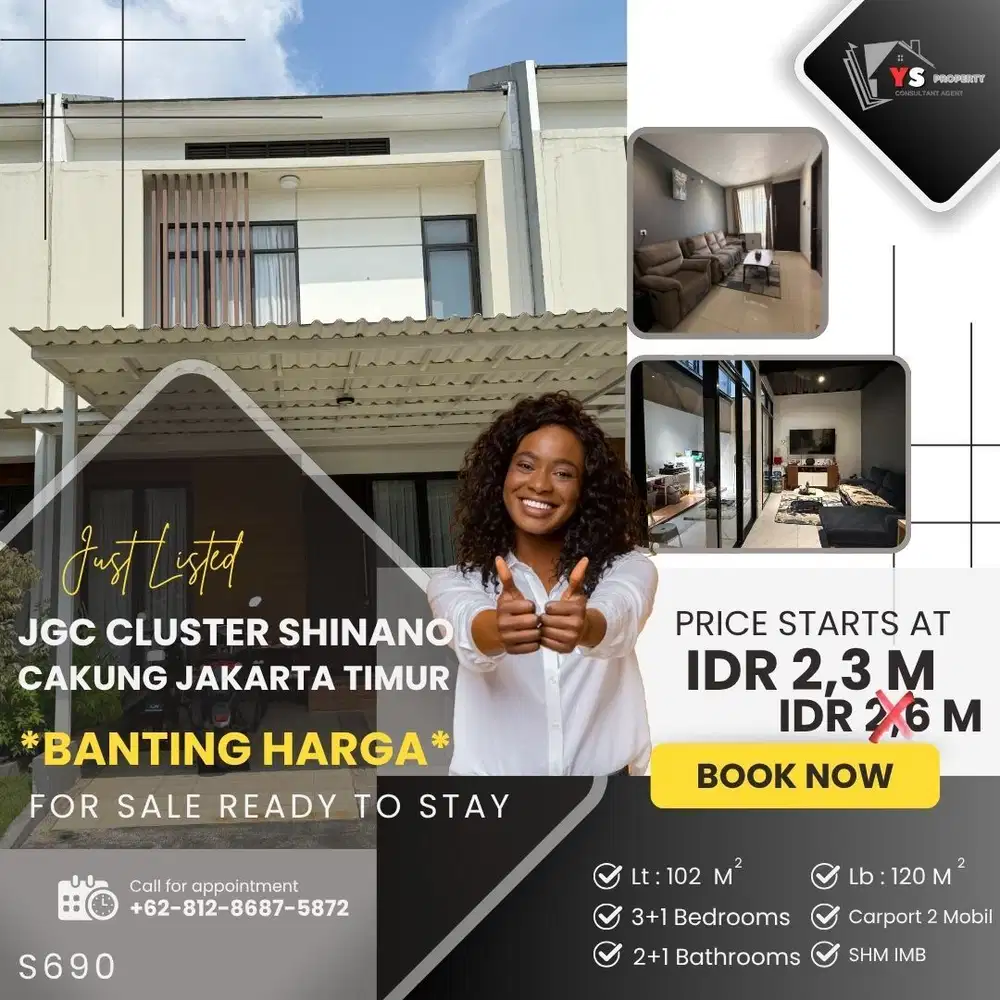 CAKUNG JAKARTA TIMUR RUMAH 2 LT CLUSTER BANTING HARGA SAMPAI DEAL S690