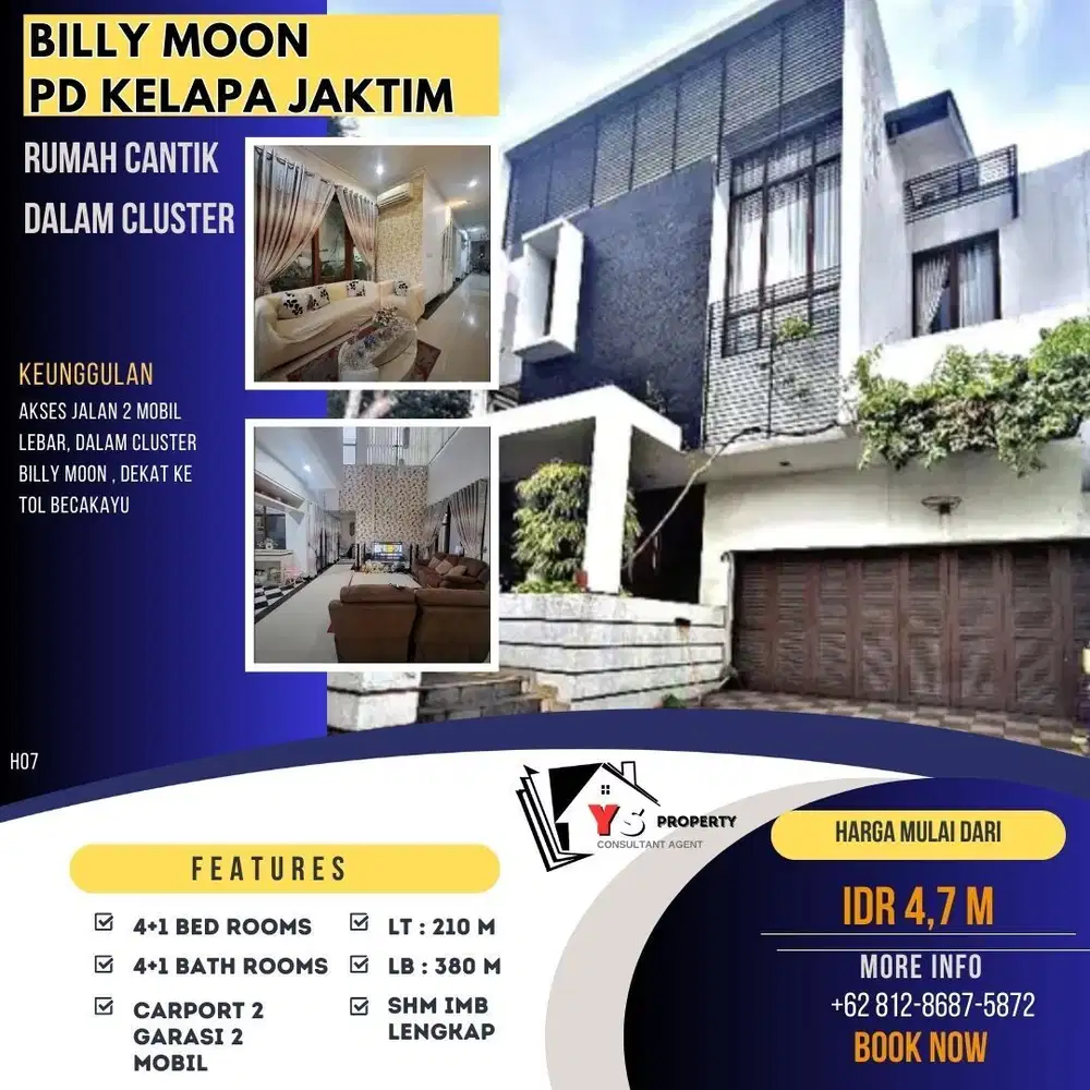 PD KELAPA BILLY MOON RUMAH LUAS & MEWAH 2 LT DALAM CLUSTER H07