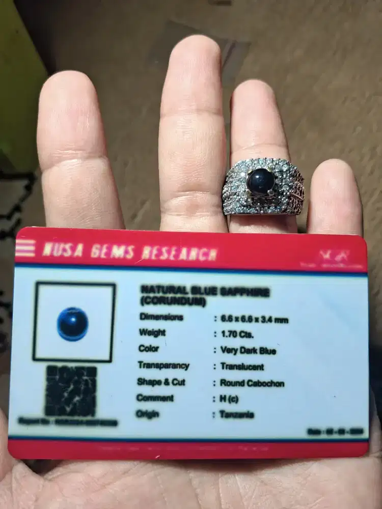 Cincin batu permata blue sapphire