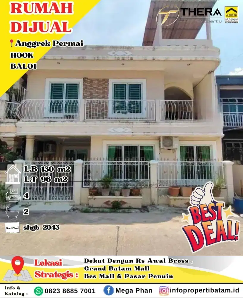 Dijual Murah Rumah hook tengah 2 Lantai di Baloi Anggrek Permai