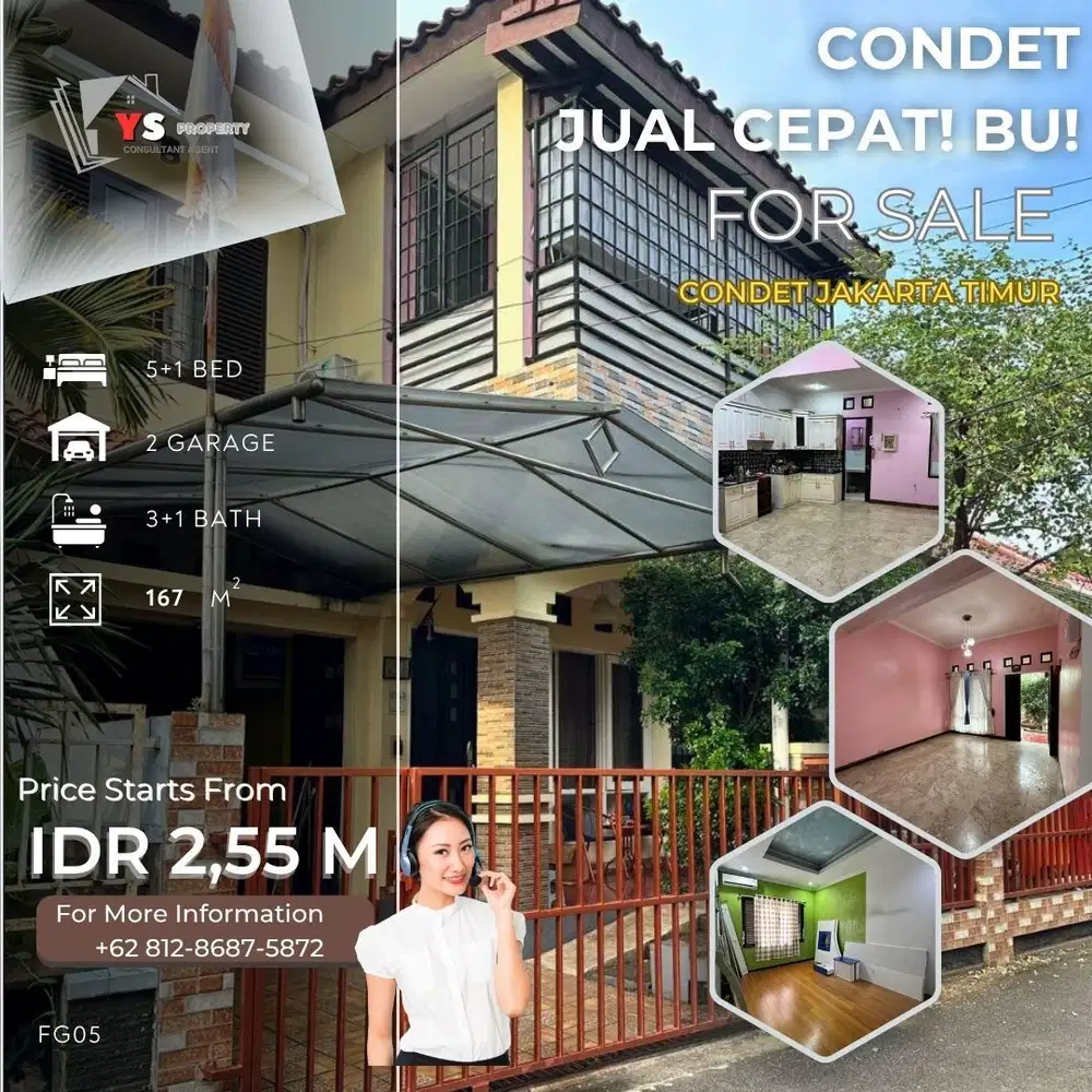 JUAL MURAH BU! Rumah Condet SHM, Rooftop & Balkon, 2.55M FG05