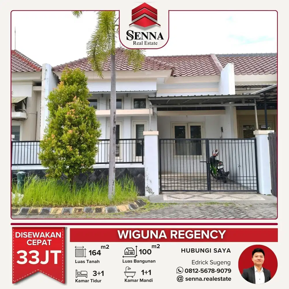 DISEWAKAN CEPAT BUTUH UANG RUMAH BAGUS SIAP HUNI WIGUNA REGENCY