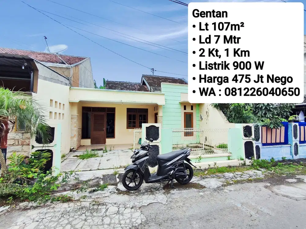 Jual Rumah Area Gentan, Dekat Laweyan, Purwosari, Solo Baru