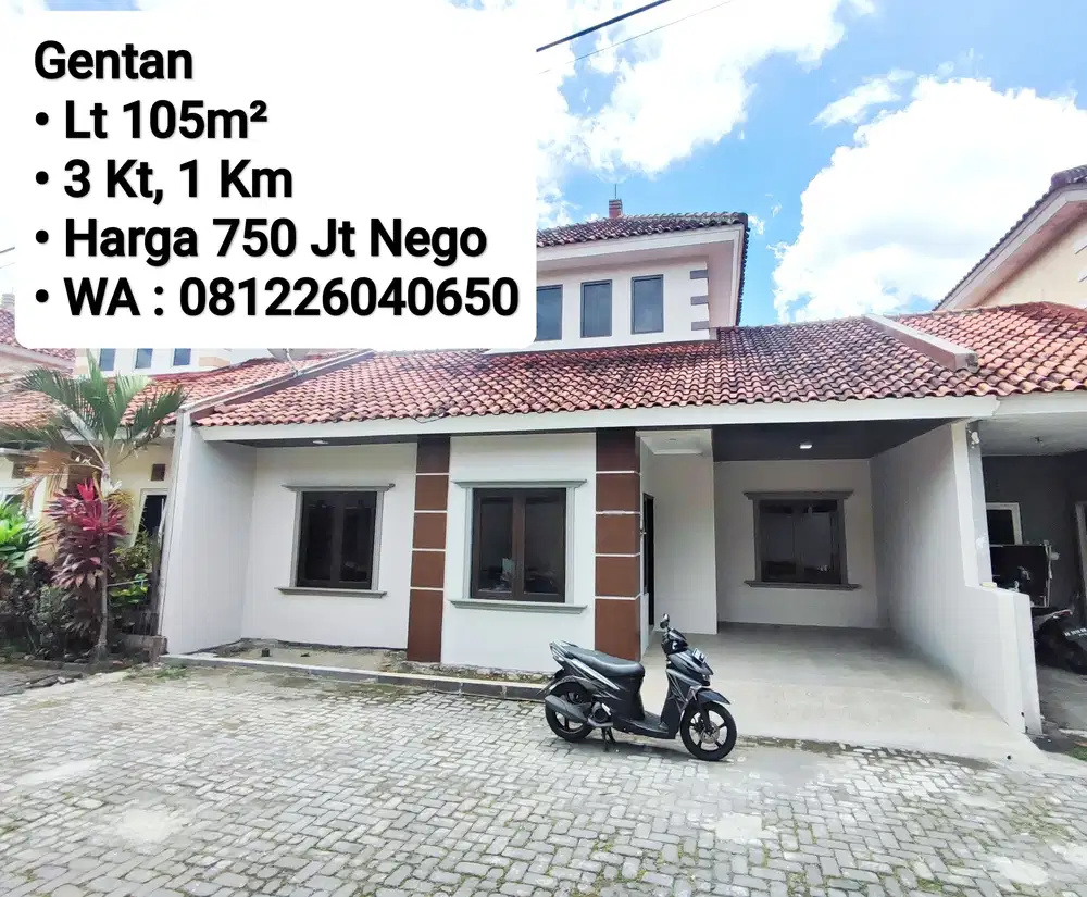 Jual Rumah Area Perum Cluster Gentan, Dekat Luwes, Laweyan, Purwosari