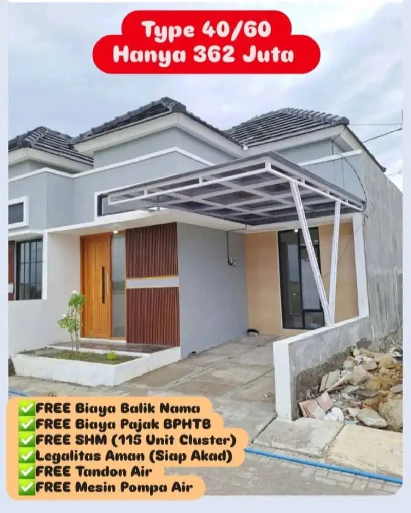 JUAL RUMAH BARU CLUSTER SOLOBARU 362 JUTA TYPE 40/60