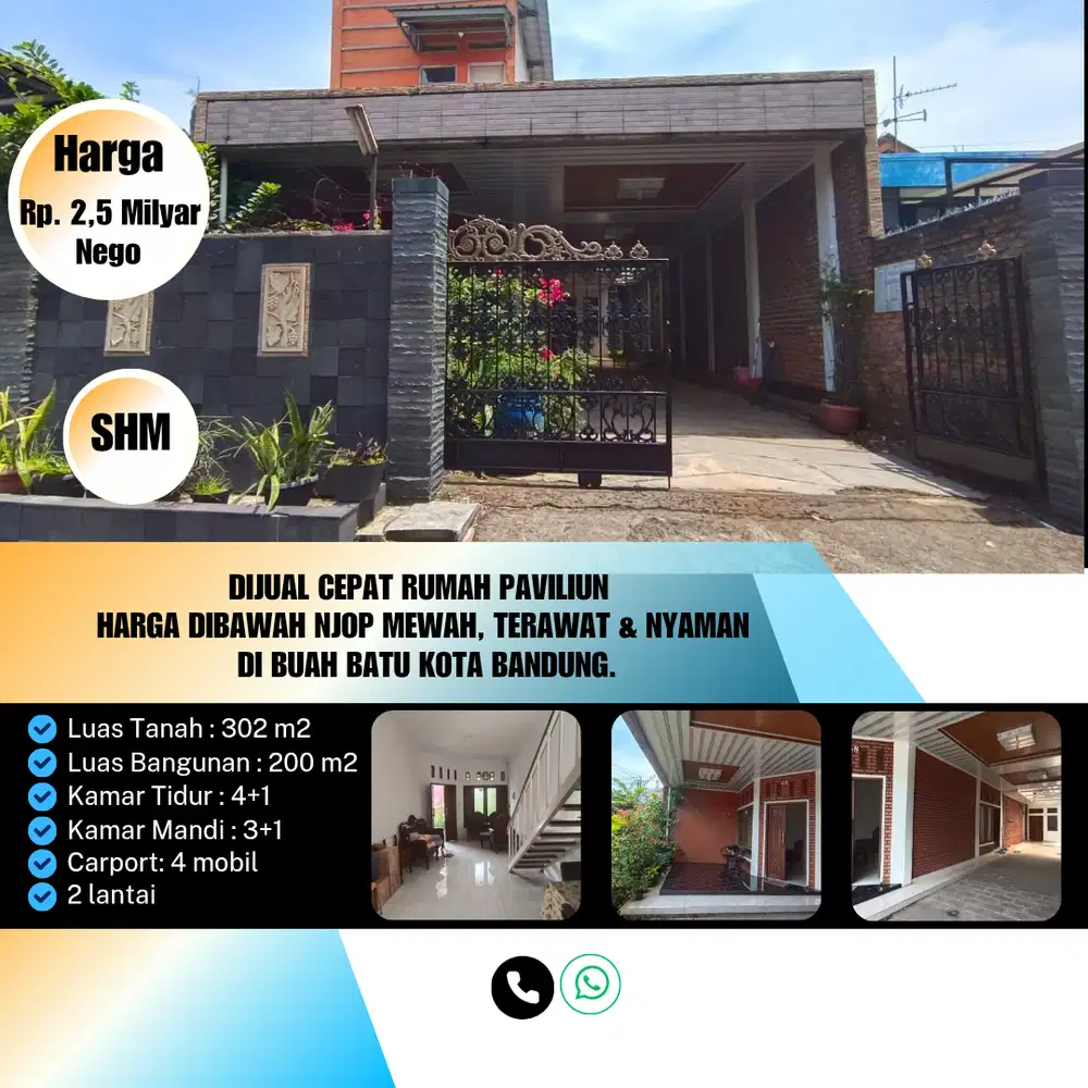 Dijual Cepat Rumah Paviliun Harga Dibawah NJOP di Buah Batu Bandung