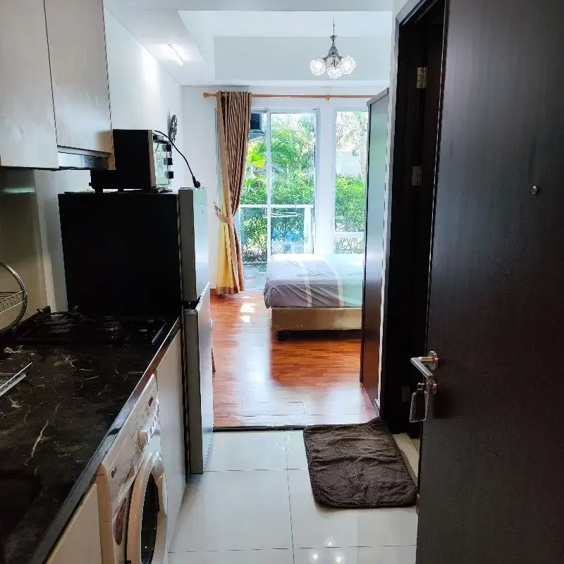 Studio fully furnished Ground Floor akses langsung fasilitas
