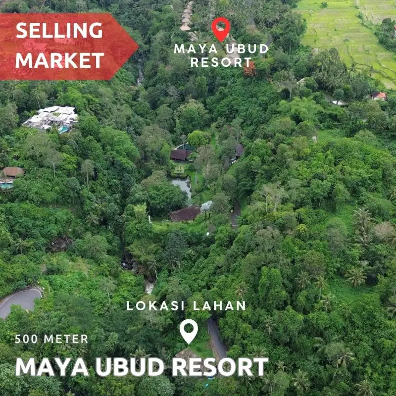 Tanah Premium di Pusat Ubud, Dekat Air Terjun dan Sungai Besar