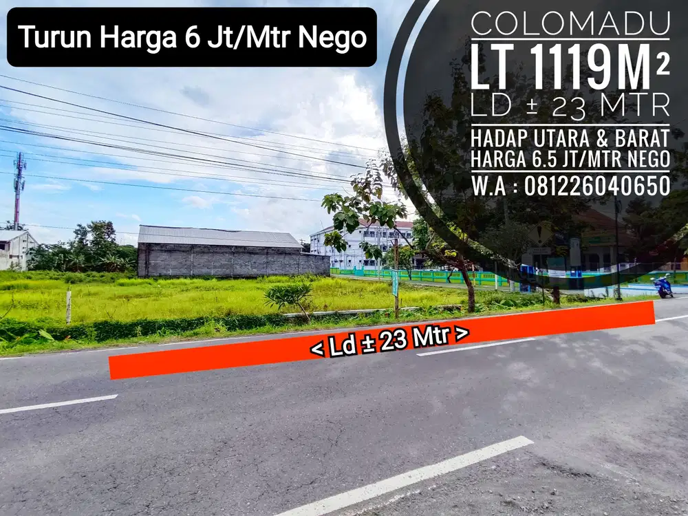 Jual Tanah Area MAngku Jalan Raya Colomadu,Cocok Untuk Bisnis Apapun