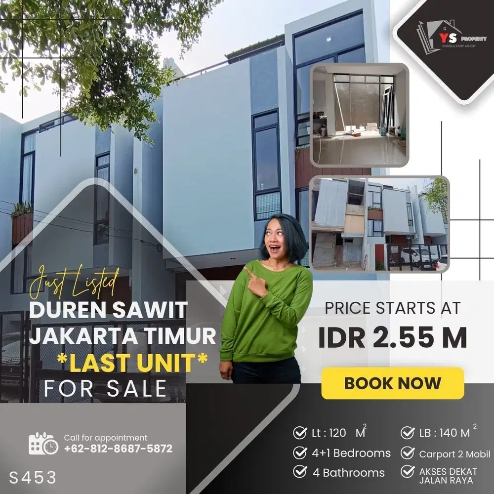 DUREN SAWIT JAKARTA TIMUR RUMAH MODERN LAST UNIT LOKASI TERDEPAN S453