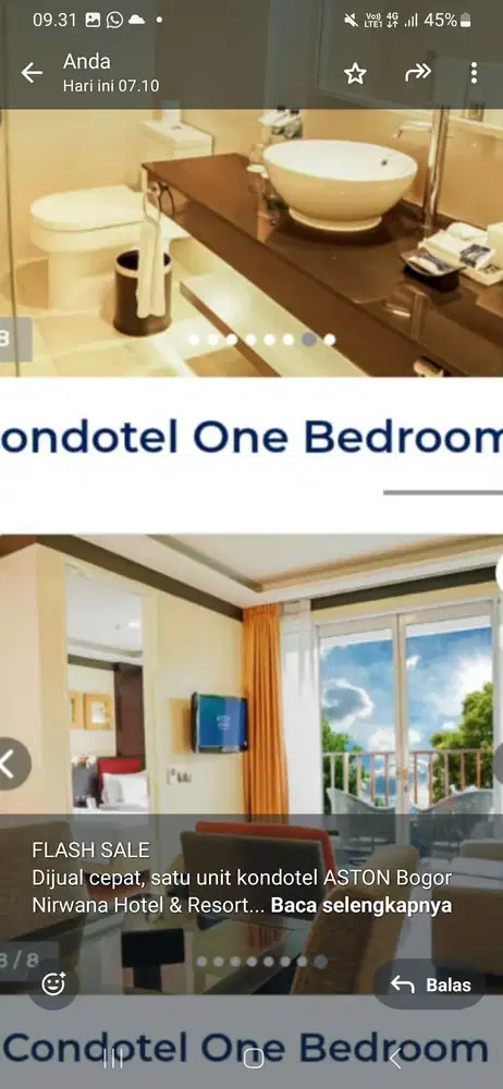 Dijual Cepat satu Unit Kondotel Aston BNR kota Bogor