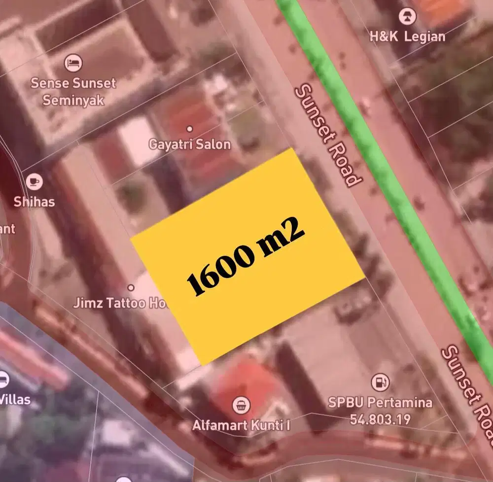 Tanah di Jalan Utama Sunset Road Seminyak