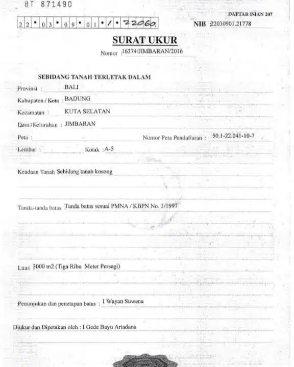 Tanah di jalan raya utama pantai balangan, Jimbaran akses jln 7 meter