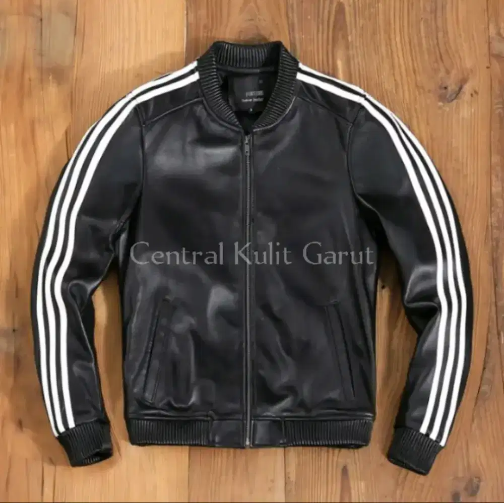 (Pree Order) Jaket Kulit Asli Model Asdidas By Central Kulit Garut