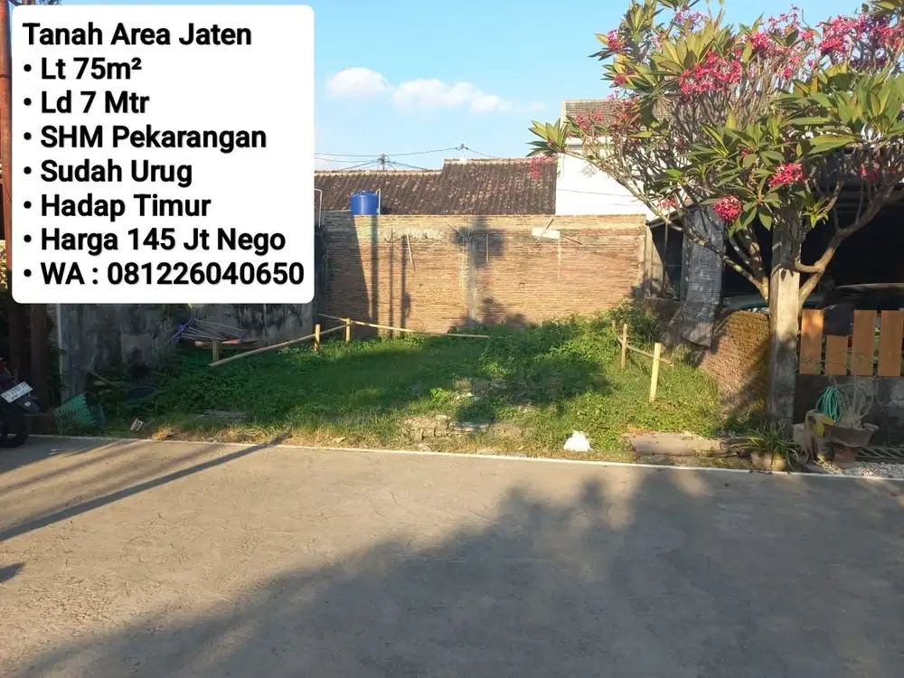 Jual Tanah Siap Bangun Di Dalam Perumahan di Jaten, Dekat Indogrosir