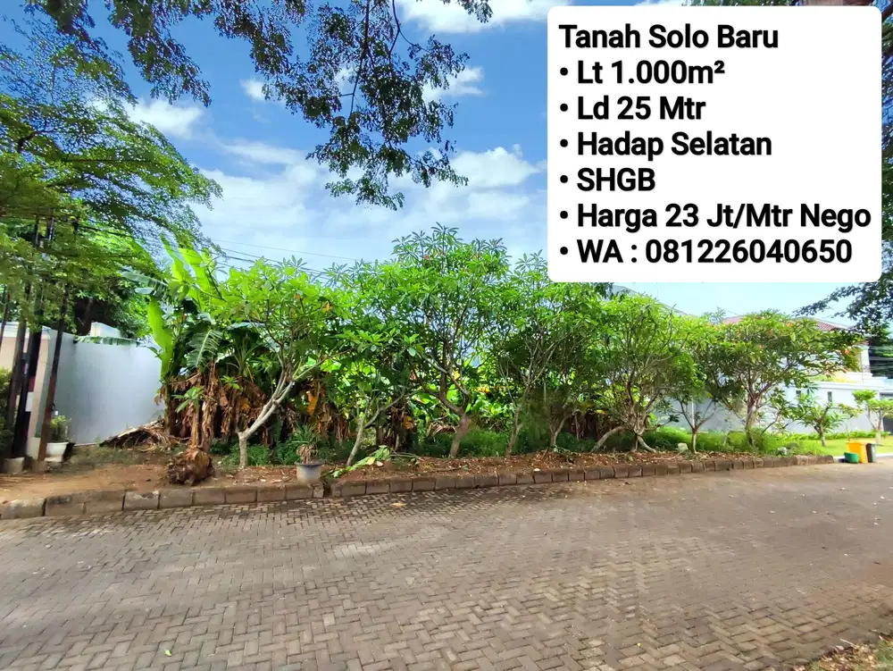 Jual Tanah Area SOLO BARU, Lokasi Premium