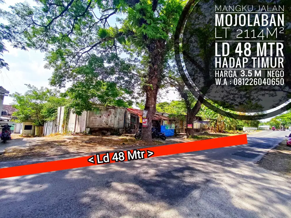 Jual Tanah Mangku Jalan Raya Area Mojolaban, Dekat Indogrosir, Palur