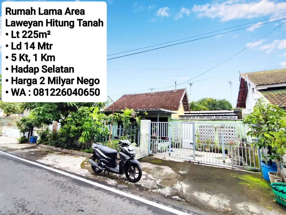 Jual Rumah Lama Hitung Tanah, Area Laweyan, Dekat Purwosari,Paragon
