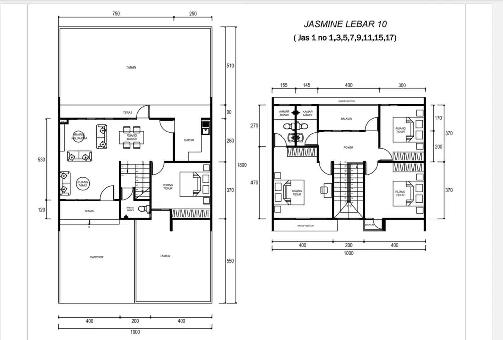 Rumah 2 lantai Lebar 10mtr 1 mnt tol buah batu bandung Hadap Barat