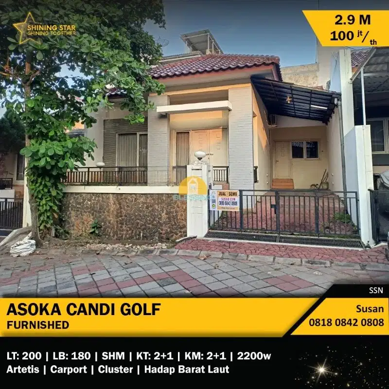 Dijual Rumah cluster siap huni di Candi Golf