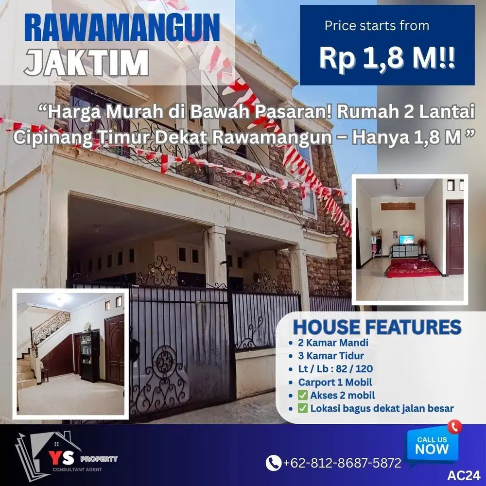 “Cuma 1,8 M! Rumah SHM Cipinang Timur, Selangkah ke Rawamangun” AC24