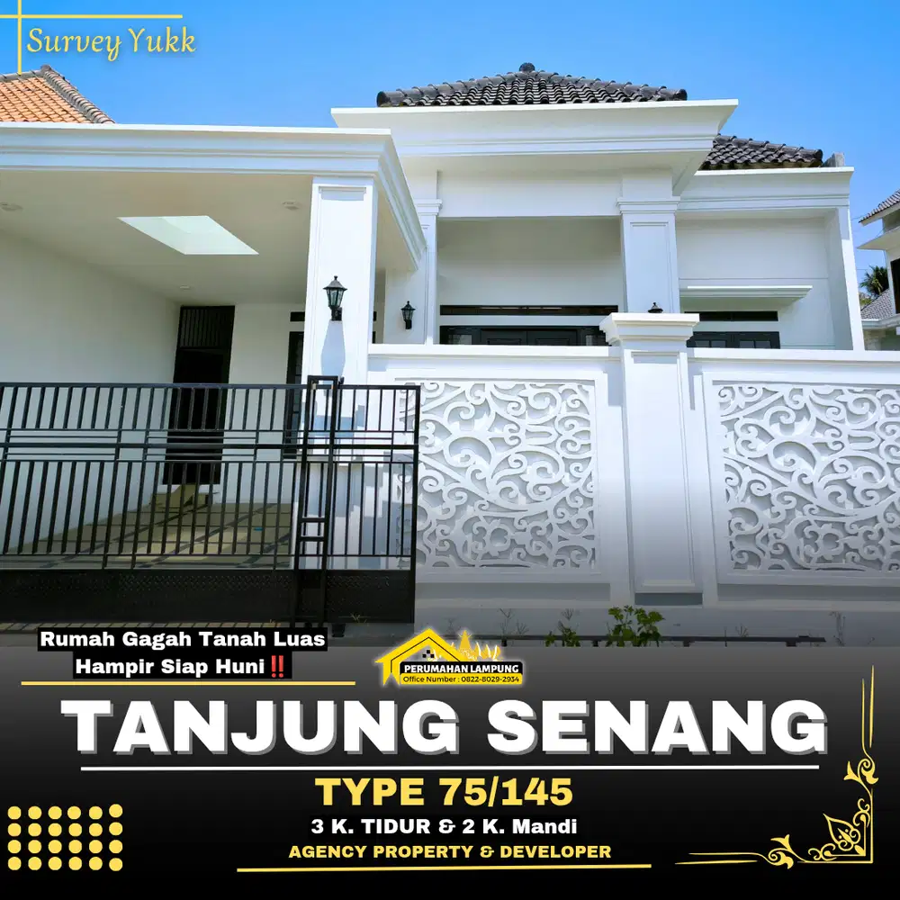 RUMAH GAGAH TANAH LUAS KOTA BANDAR LAMPUNG
