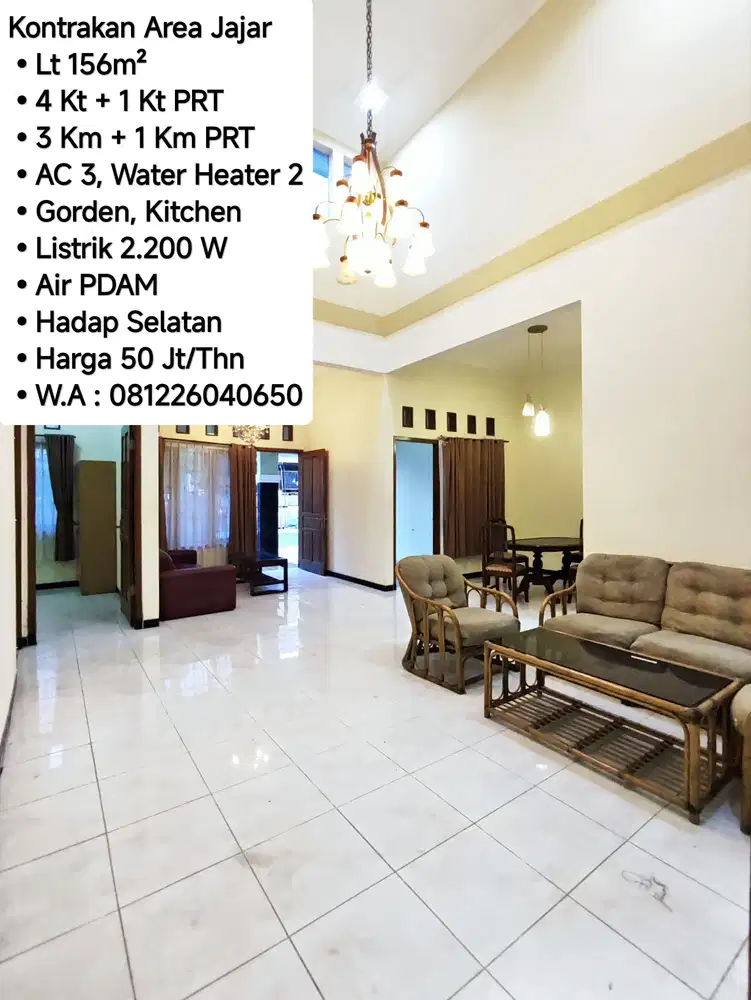 Sewa Rumah Area Jajar 4 Kamar Dekat Manahan, Alila, Solo Square