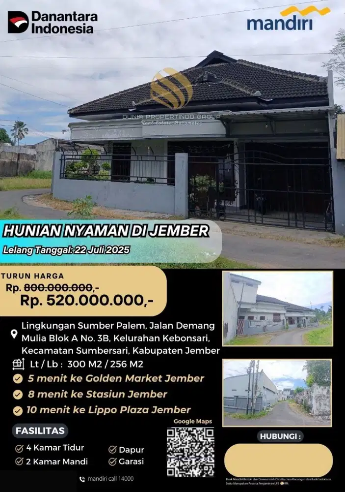 Rumah lelang jember perum demang harga dibawah pasar